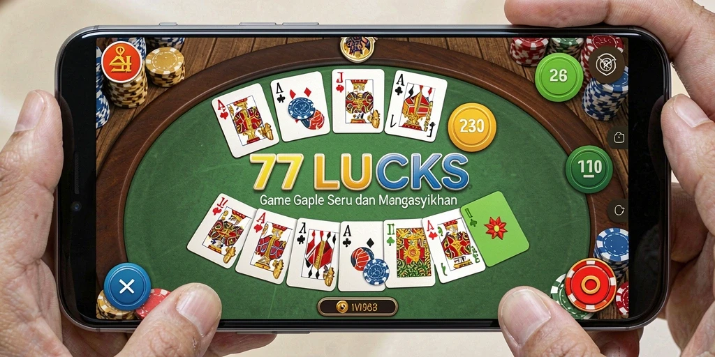 Screenshot gameplay 77LUCKS menampilkan keseruan bermain Gaple.