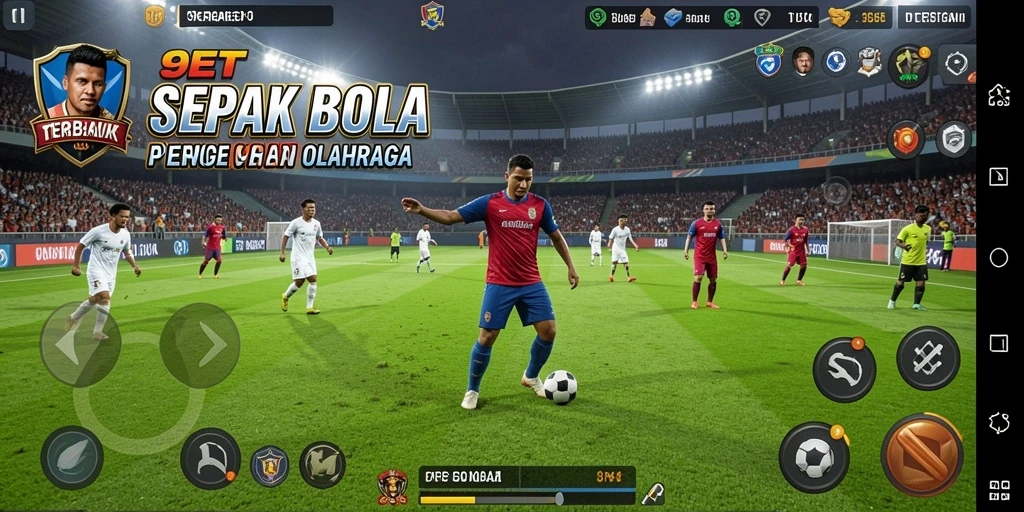 Screenshot 9ET menampilkan aksi intense dalam pertandingan sepak bola.