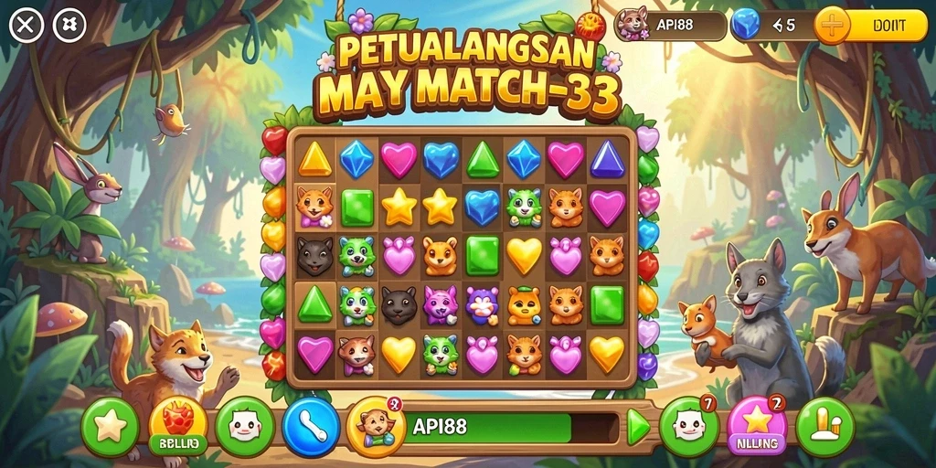 Tangkapan layar gameplay yang menunjukkan keseruan Match-3.