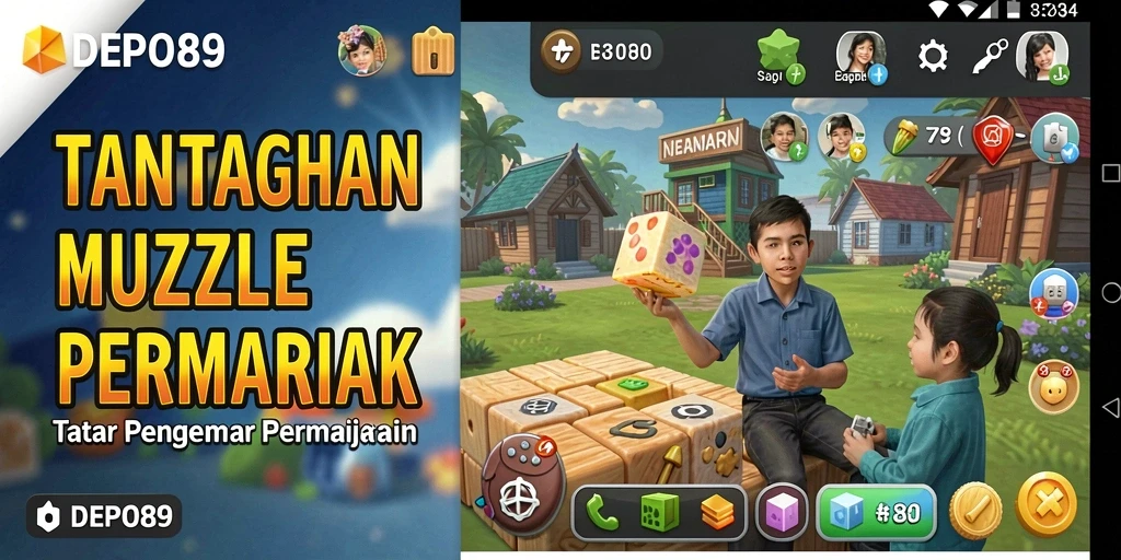 Screenshot DEPO89 menampilkan gameplay puzzle yang menantang dan menarik.