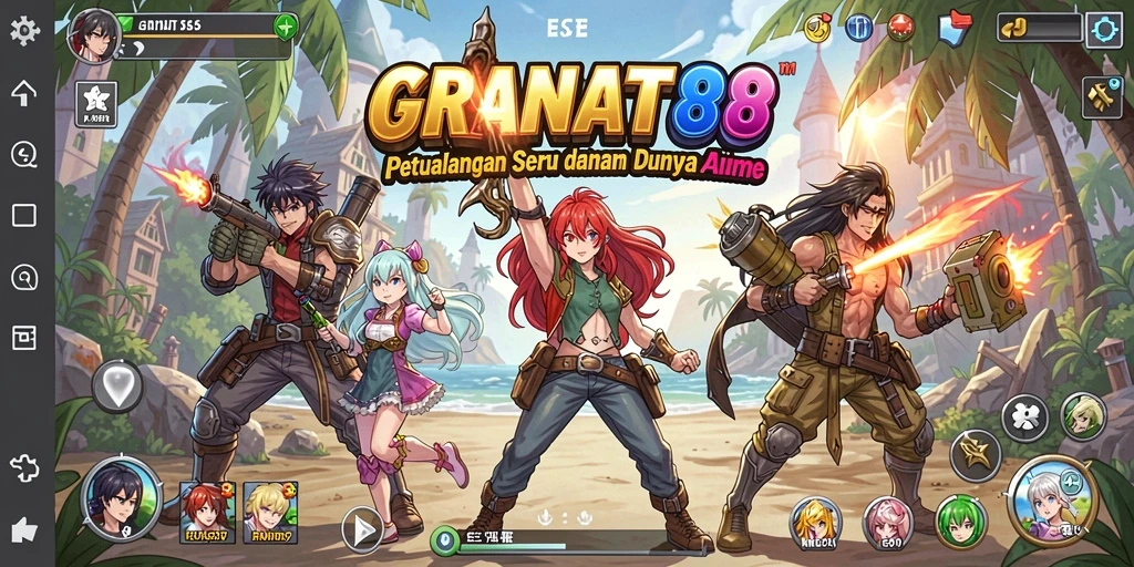 Screenshot gameplay seru dari GRANAT88 dengan karakter Anime.