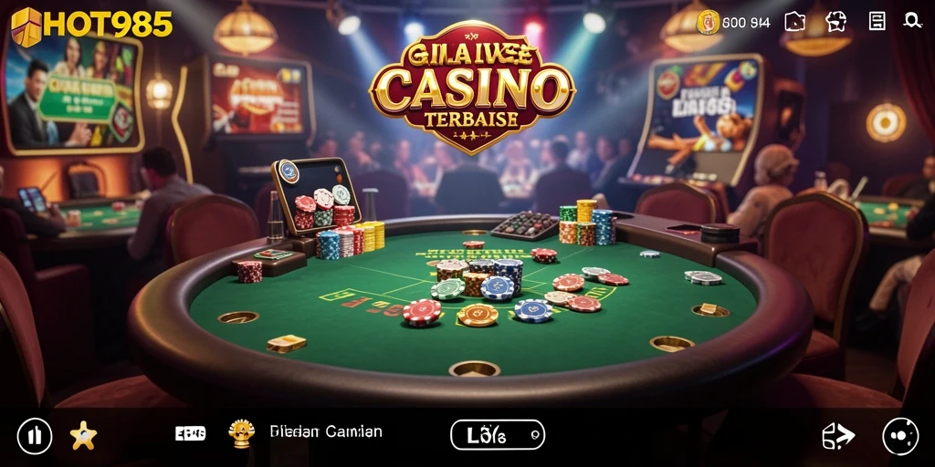 Screenshot HOT985 menampilkan dealer yang profesional dalam permainan Live Casino.