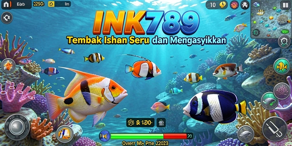 Tampilan gameplay seru dalam INK789 dengan berbagai jenis ikan.