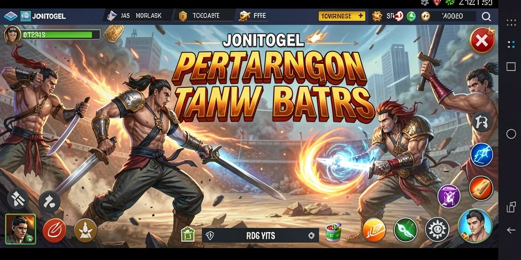 Screenshot gameplay <strong>JONITOGEL</strong> menampilkan aksi pertarungan seru.
