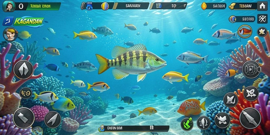 Tampilan menarik dari gameplay KAGANDAN saat menembak ikan.