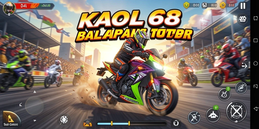 Screenshot KAOL68 menampilkan balapan motor yang seru dan mendebarkan.