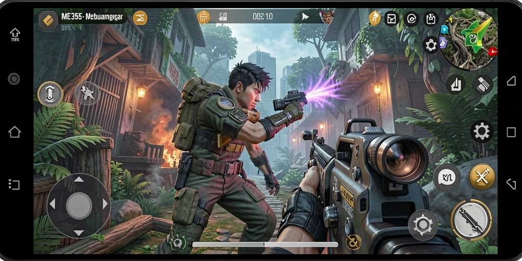 Gameplay ME355 menampilkan aksi seru dalam pertarungan TPS.