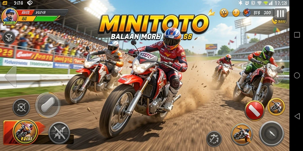 Tampilan seru gameplay balapan motor di MINITOTO.