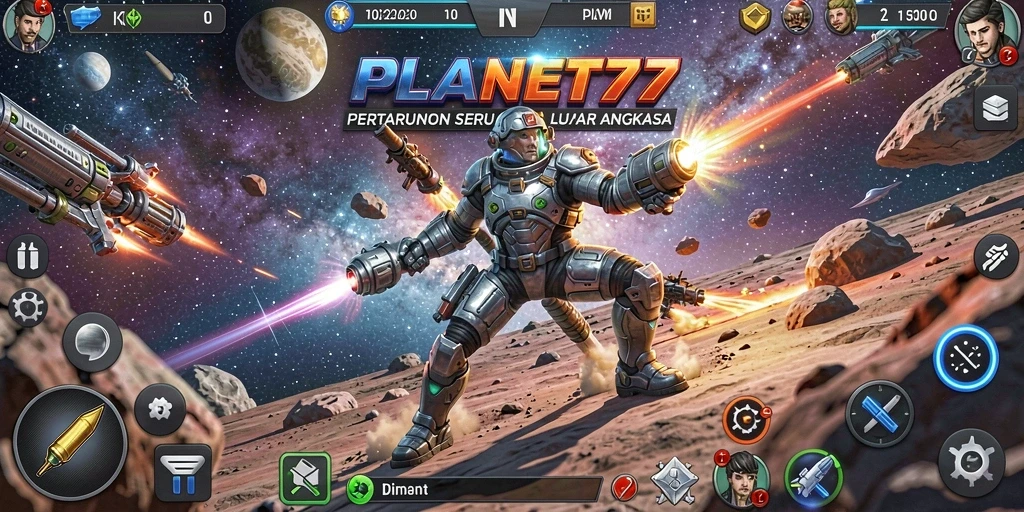Tangkapan layar utama dari gameplay pertarungan yang menegangkan di PLANET77.