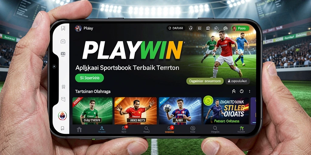 Tampilan aplikasi PLAYWIN yang menampilkan fitur taruhan olahraga yang interaktif.