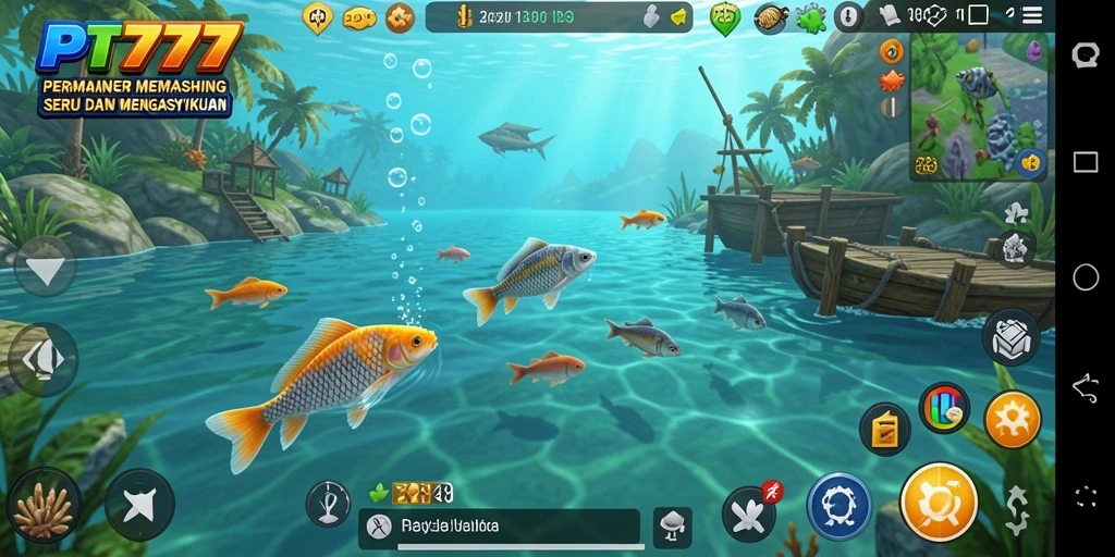 Tampilan gameplay PT777 yang seru saat memancing di laut.