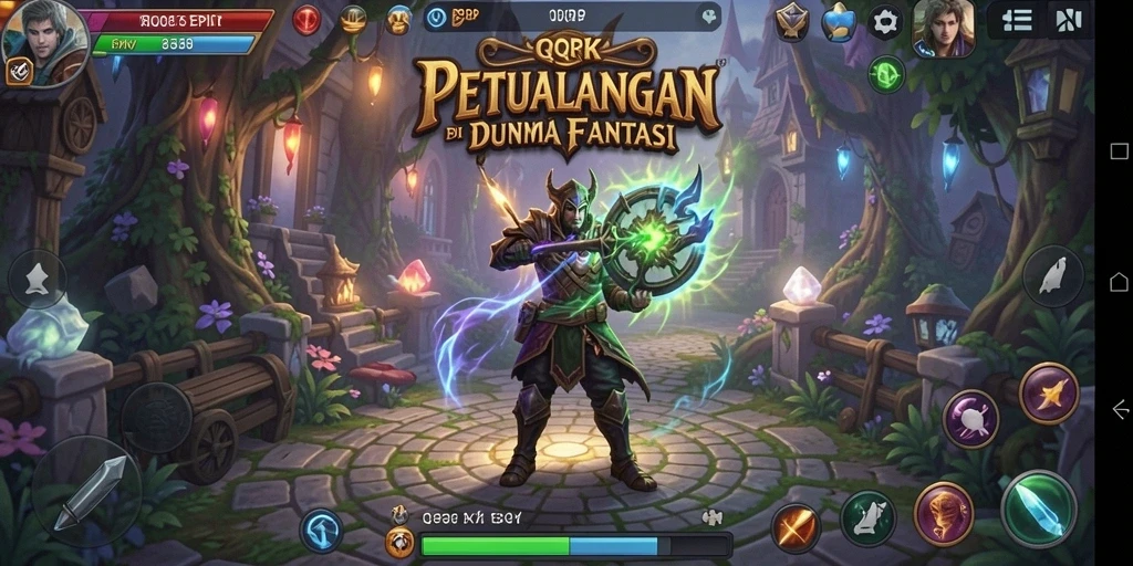 Tampilan gameplay mendebarkan dari QQRP dalam dunia RPG.