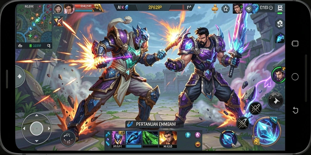 Tampilan menakjubkan dari gameplay MOBA yang seru.